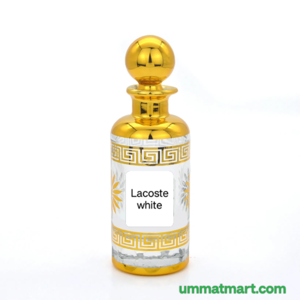 Lacoste white 
1 tola (12 ml)

•roll on
•unisex
•non alcoholic 
•long lasting 
•french fragrance