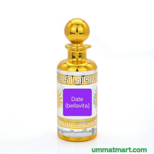 Date bellavita type
Qty. 1 tola (12ml)

•roll on
•for woman
•non alcoholic 
•long lasting 
•french fragrance