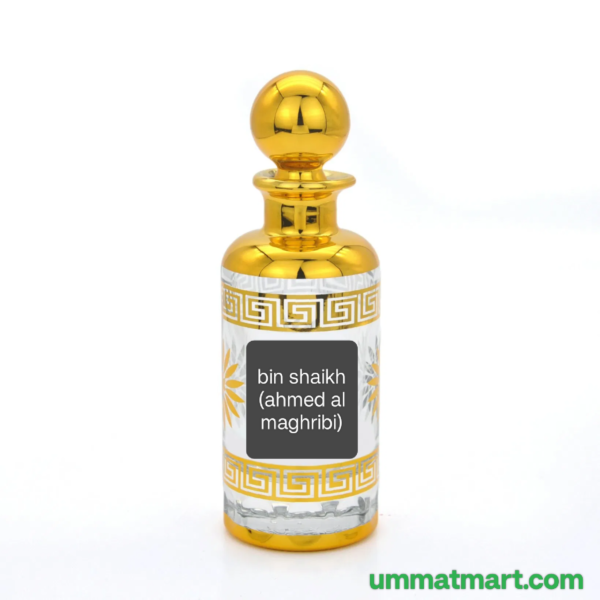 Bin shaikh 
Qty. 1 tola (12 ml)

•roll on
•for man
•heavy projection 
•extra long lasting 
•arbic fragrance
