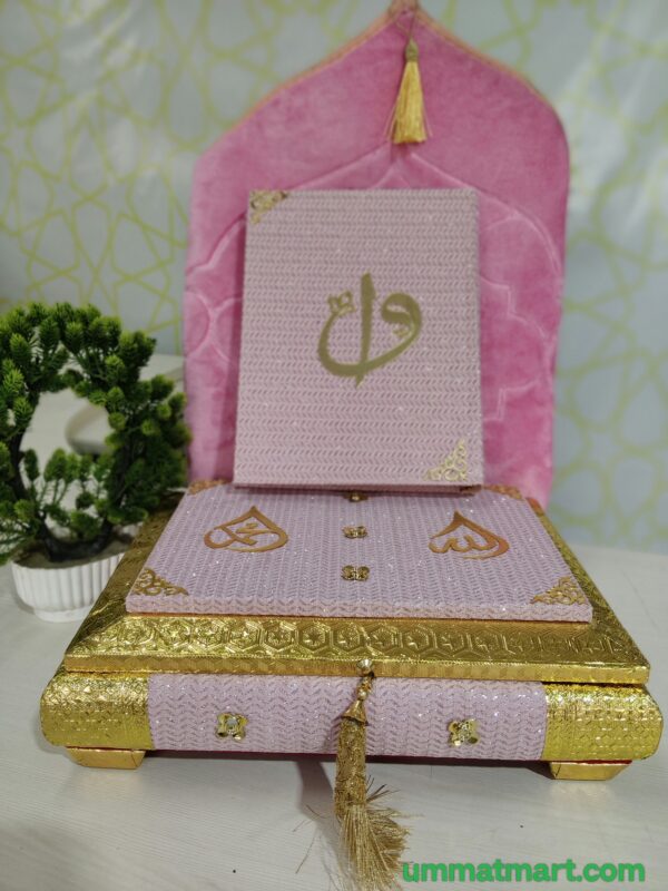 2026/04/301549-scaled.jpg premium Quran box, with quran and janamaz
• premium box
• art paper Quran
• laser cutting janamaz
