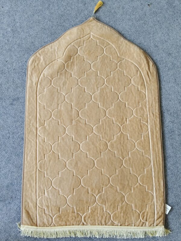 Name: laser cutting janamaz
colour: Golden 🟡
size: 27×42
Weight: 660 gm
washable