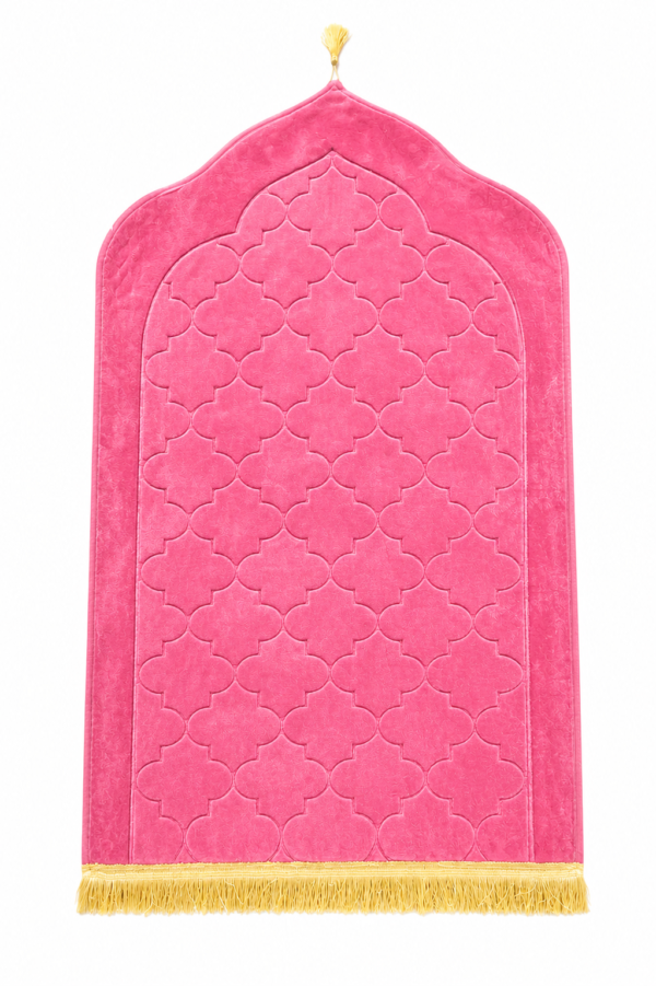 Name: laser cutting janamaz
colour: pink 🩷 
size: 27×42
Weight: 660 gm
washable
